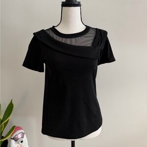Elegant Black Mesh Detail Women's Top
